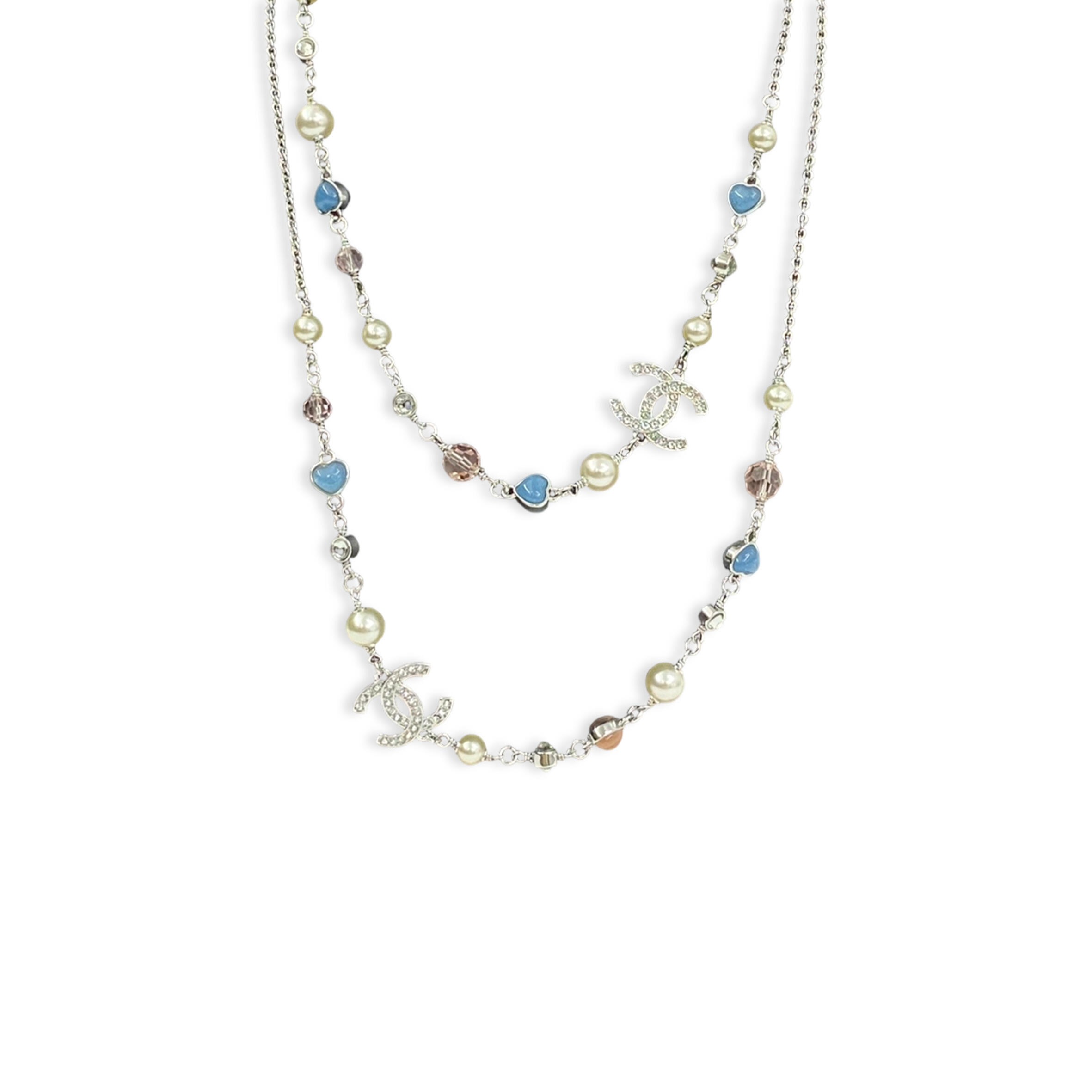 CHANEL 25P BLUE LOVE NECKLACE ABF489